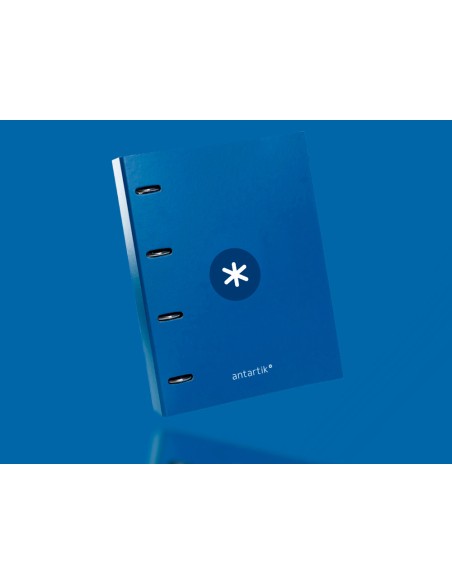 Carpeta con recambio antartik a4 cuadro 5mm forrada 4 anillas 25mm redondas color azul marino
