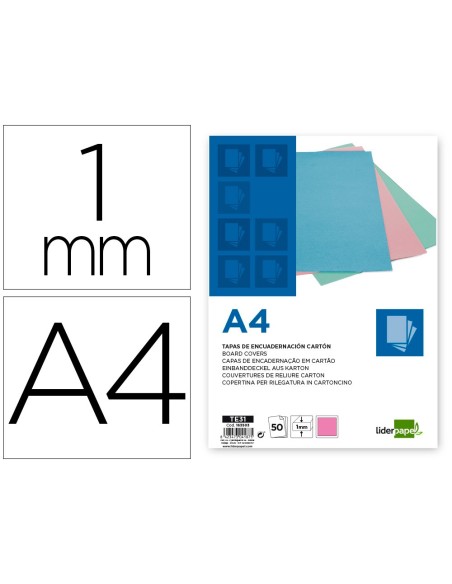 Tapa encuadernacion liderpapel carton a4 1 mm...