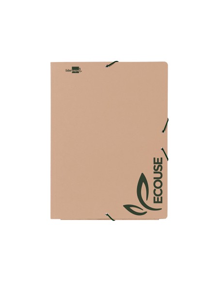 Carpeta liderpapel gomas din a4+ 3 solapas ecouse cartulina 400 g/m2 color kraft marron