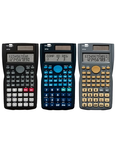 Calculadora liderpapel cientif ica xf35 240 funciones con tapa solar y pilas expositor de 10 unidades colores surtidos