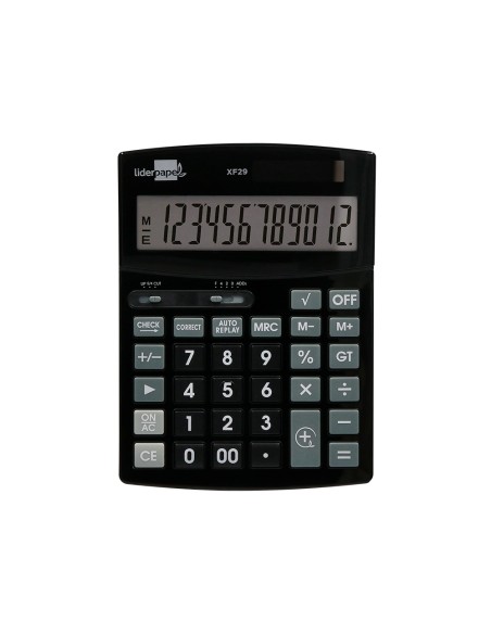 Calculadora liderpapel sobremesa xf29 12 digitos solar y pilas color negro 190x140x30 mm
