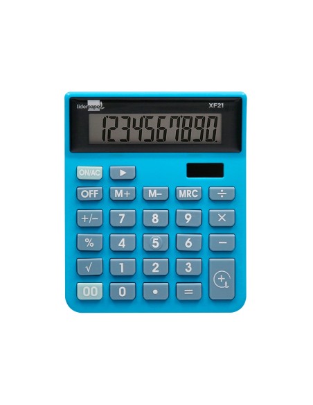 Calculadora liderpapel sobremesa xf21 10 digitos solar y pilas color azul 127x105x24 mm