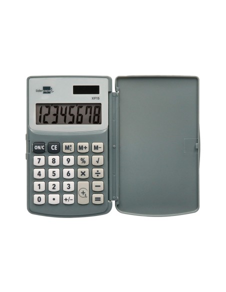 Calculadora liderpapel bolsillo xf15 10 digitos con tapa solar y pilas color gris 123x75x12 mm