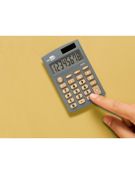 Calculadora liderpapel bolsillo xf07 8 digitos solar y pilas color gris 98x62x8 mm