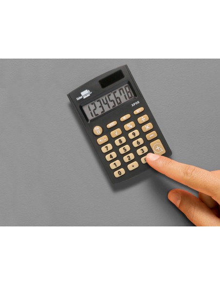 Calculadora liderpapel bolsillo xf05 8 digitos solar y pilas color negro 98x62x8 mm