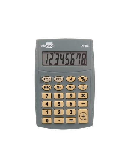 Calculadora liderpapel bolsillo xf03 8 digitos pilas color gris 99x64x9 mm
