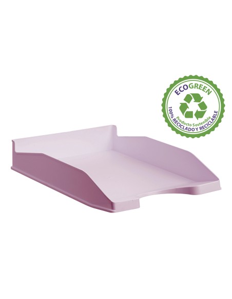 Bandeja sobremesa archivo 2000 ecogreen plastico 100% reciclado apilable formatos din a4 y folio color rosa