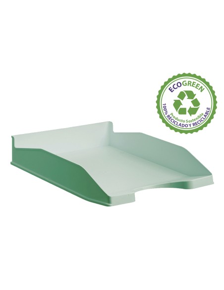 Bandeja sobremesa archivo 2000 ecogreen plastico 100% reciclado apilable formatos din a4 y folio color verde