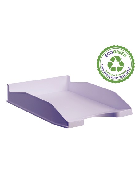 Bandeja sobremesa archivo 2000 ecogreen plastico 100% reciclado apilable formatos din a4 y folio color malva