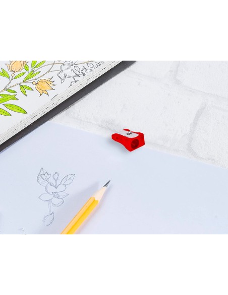 Sacapuntas liderpapel metalico cuña 1 uso color rojo
