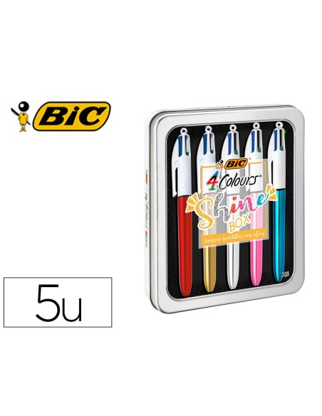 Boligrafo bic cuatro colores shine box caja...