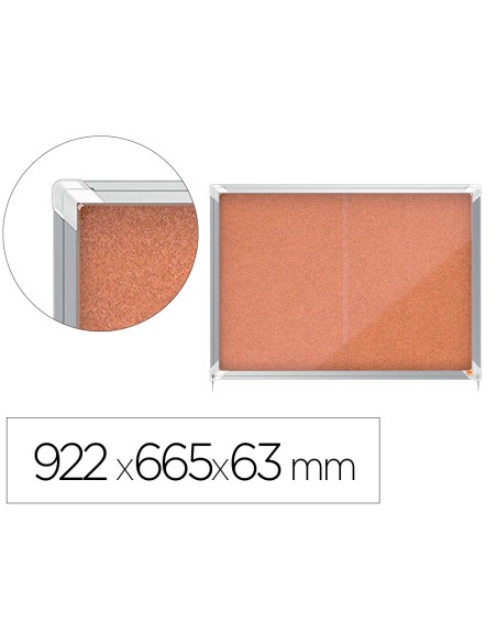 Vitrina de anuncios nobo premium plus corcho con puerta corredera 8 x din a4 922x665x63 mm