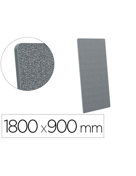 Pizarra blanca nobo move&meet con tablero de anuncios portatil marco gris doble cara magnetica 1800x900 mm
