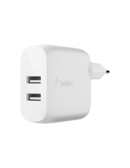 Cargador domestico belkin wcb002vfwh doble usb-a boost charge 12wx2 color blanco