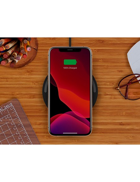 Base de carga inalambrica belkin wia001vfbk boost charge 10w + cargador qc 3.0 24w color negro
