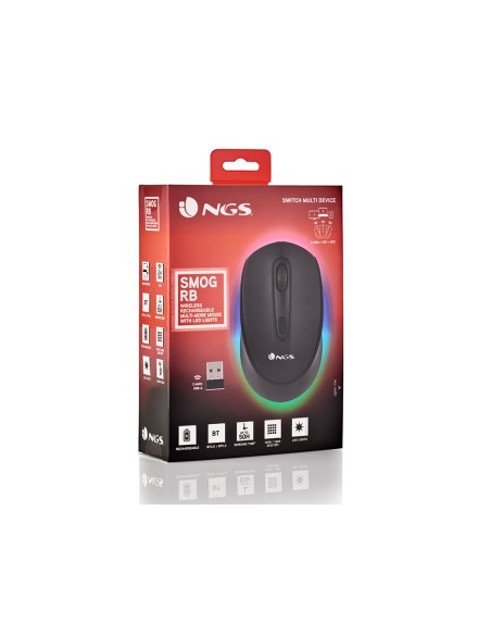Raton ngs smog optico 1000/1600/2400 dpi inalambrico 3 botones receptor usb 2,4 ghz 15 modos