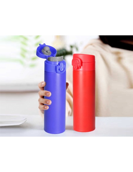 Termo liderpapel acero inoxidable con doble cobertura y sistema de apertura facil con boton 330 ml