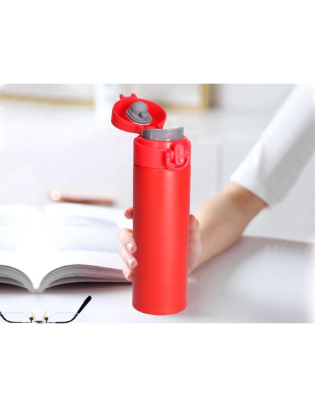 Termo liderpapel acero inoxidable con doble cobertura y sistema de apertura facil con boton 330 ml