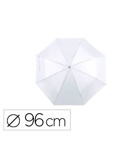 Paraguas plegable blanco de poliester 96 cm de...