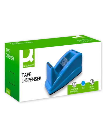 Portarrollo sobremesa q-connect plastico para cinta de 33 mt color azul 135x58x60 mm