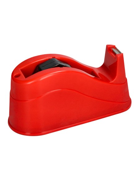 Portarrollo sobremesa q-connect plastico para cintas de 66 mt color rojo 220x100x70 mm