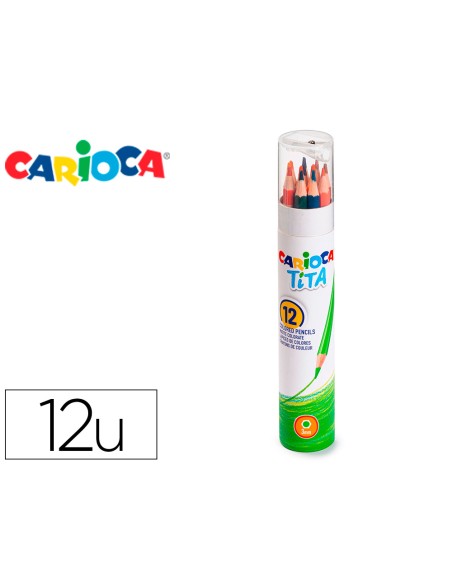 Lapices de colores carioca tita mina 3 mm tubo metal 12 colores surtidos + sacapuntas