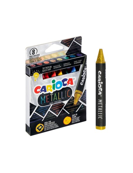 Lapices cera carioca metallic triangular caja...