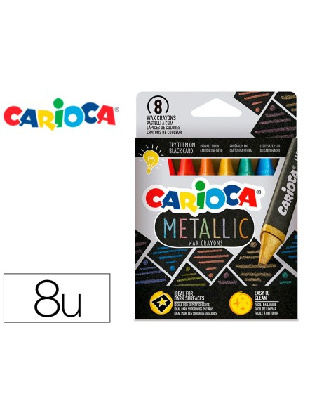 Lapices cera carioca metallic triangular caja...