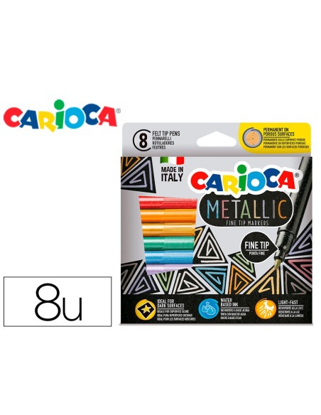 Rotulador carioca metallic punta fina caja de 8...