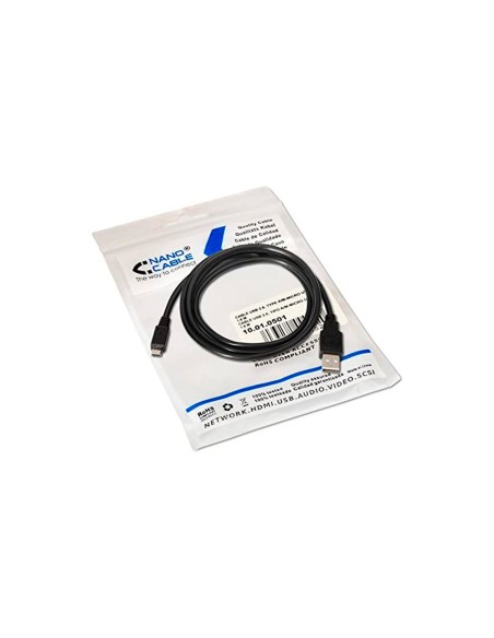 Cable usb nanocable 2.0 tipo a/m-micro usb b/m color negro longitud 0,8 m