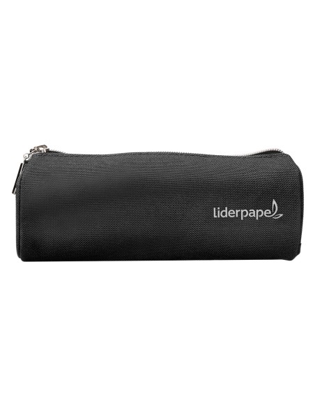 Bolso escolar liderpapel portatodo cilindrico con 2 cremalleras negro 205x75x75 mm