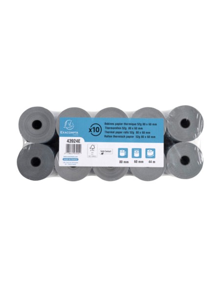 Rollo sumadora exacompta safe contact termico 80 mm x 60 mm 52 g/m2