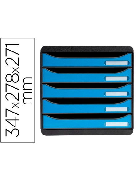 Fichero cajones sobremesa exacompta big-box clean safe 5 cajones azul