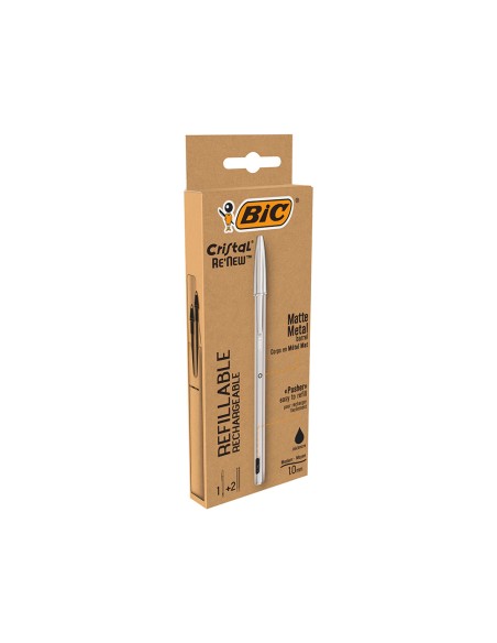 Boligrafo bic cristal renew tinta negra pack de 1 unidad + 2 recambios