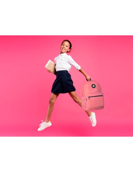 Cartera antartik mochila con asa y bolsillo frontal concremallera color coral 320x140x430 mm