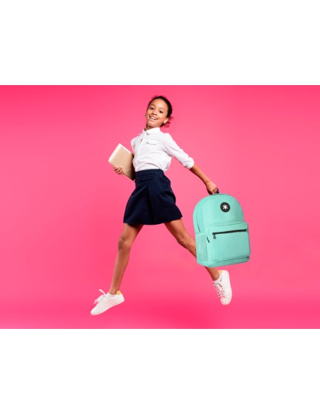 Cartera antartik mochila con asa y bolsillo frontal concremallera color verde menta 320x140x430 mm