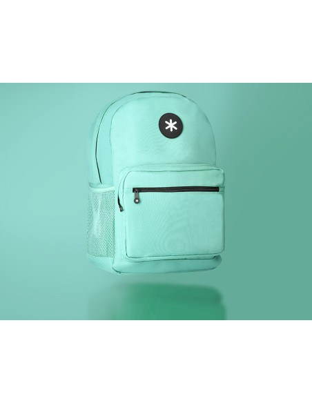 Cartera antartik mochila con asa y bolsillo frontal concremallera color verde menta 320x140x430 mm