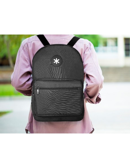 Cartera antartik mochila con asa y bolsillo frontal concremallera color negro 320x140x430 mm