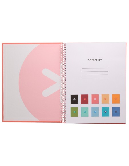 Cuaderno espiral a4 micro antartik tapa forrada80h 90 gr horizontal 1 banda 4 taladros color rosa claro