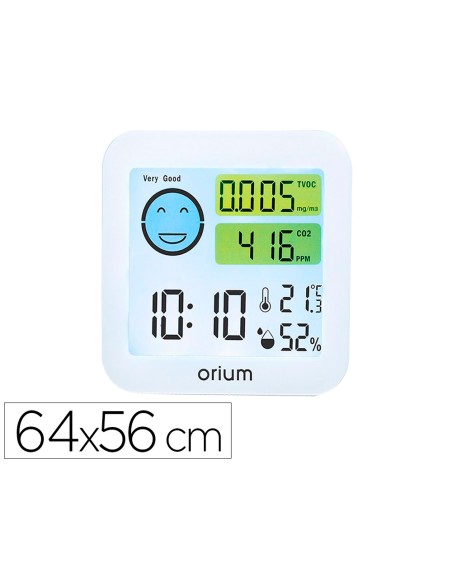 Medidor de aire orium quaelis 20 medidor de co2 y cov superficie 30 m2 pantalla lcd color blanco 8x2,5 x 8 cms