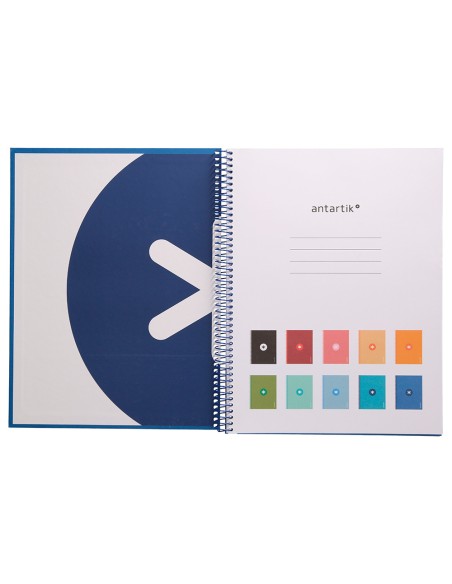 Cuaderno espiral a4 micro antartik tapa forrada 80h 90 gr cuadro 5mm 1 banda 4 taladros azul oscuro
