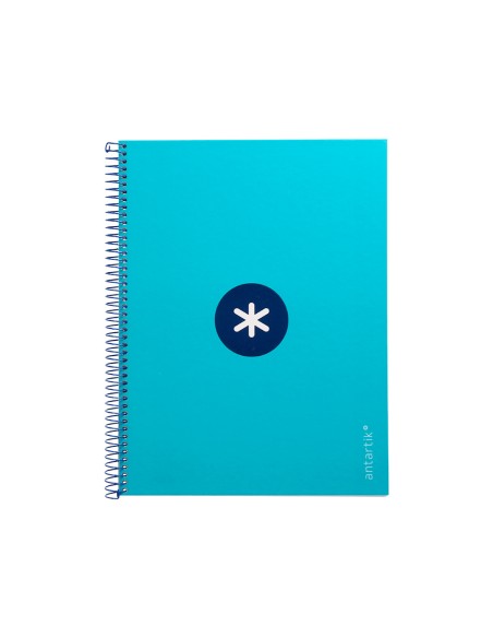 Cuaderno espiral a4 micro antartik tapa forrada 80h 90 gr cuadro 5mm 1 banda 4 taladros turquesa