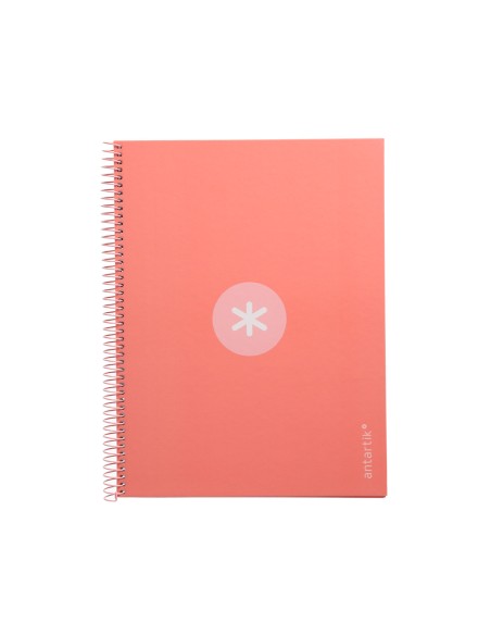 Cuaderno espiral a4 micro antartik tapa forrada 80h 90 gr cuadro 5mm 1 banda 4 taladros rosa claro