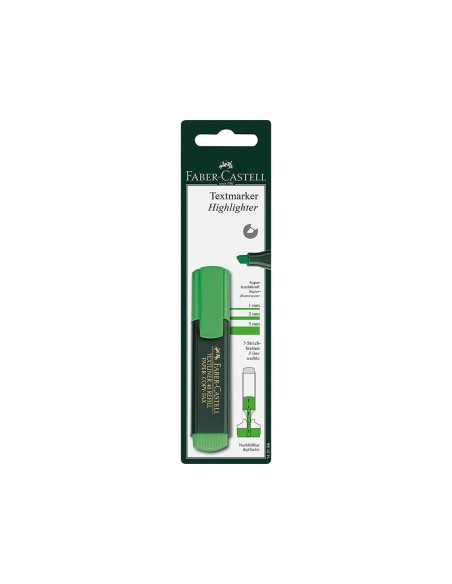 Rotulador faber castell fluorescente textliner 48-63 verde blister de 1 unidad