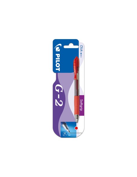 Boligrafo pilot g-2 rojo tinta gel retractil sujecion de caucho en blister