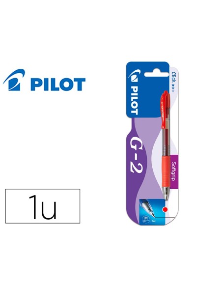 Boligrafo pilot g-2 rojo tinta gel retractil...