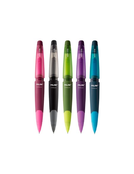 Portaminas milan capsule slim 0,5 mm + 2 recambios de goma en blister
