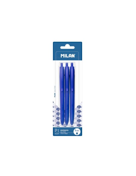 Boligrafo milan p1 retractil 1 mm touch azul...