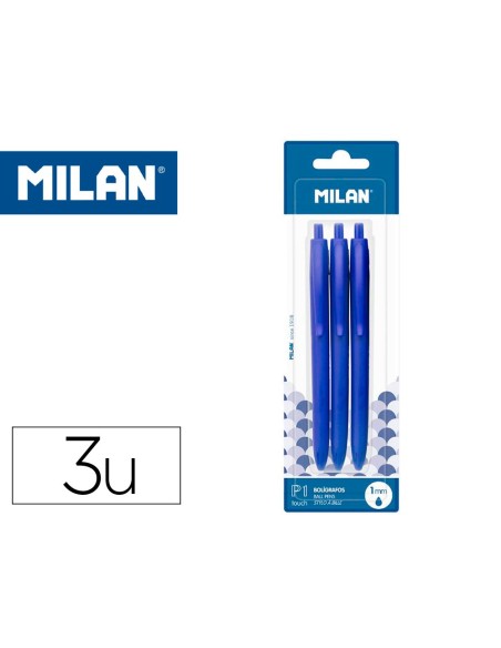 Boligrafo milan p1 retractil 1 mm touch azul...