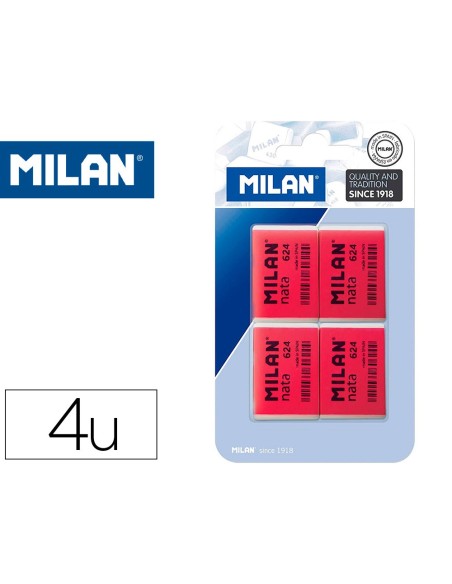 Goma de borrar milan nata 624 blister de 4...